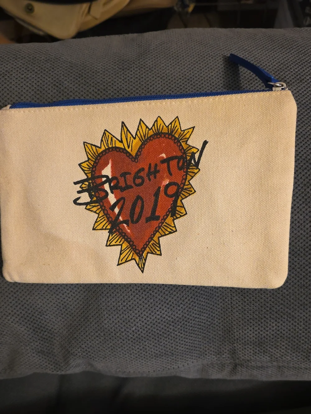 Brighton Cream Canvas Heart & Dove Zip Pouch